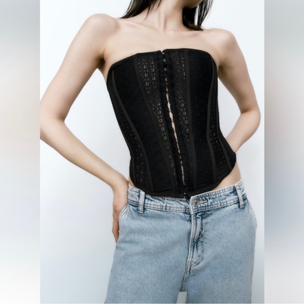 Zara lace black corset top